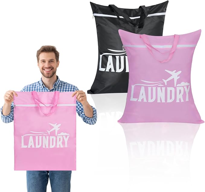 HOTUT Travel Dirty Clothes Bag, 2PCS Waterproof Dry Wet Bag with Zipper, 54×41cm Foldable Laundry Bag, with Handle, Laundry Bag for Gym, Swimming, Home, Travel - Image 2