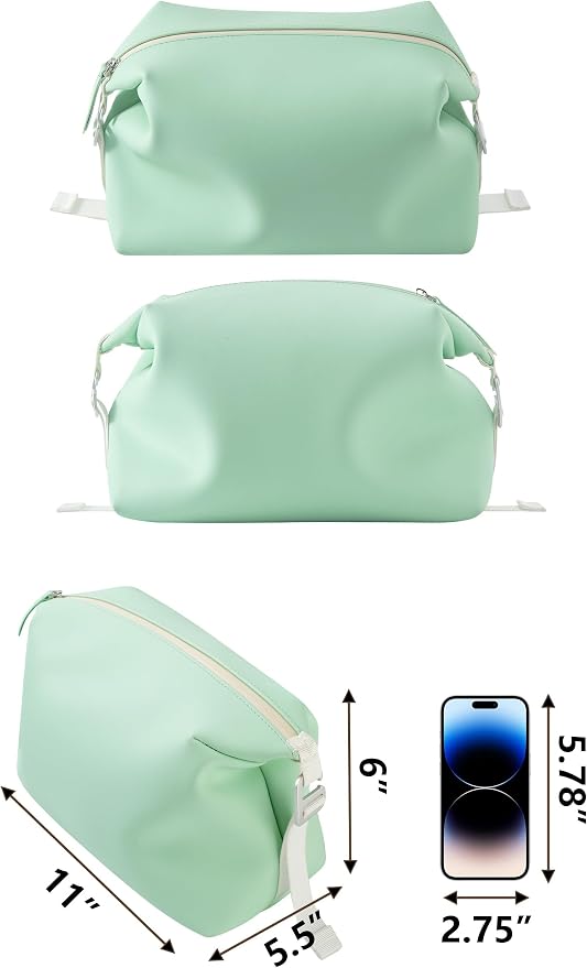6"x 11" 6L Large Silicone Toiletry Bag,Waterproof Leakproof Foldable Travel Organizer,Dopp Kit Alternative for Men & Women,Turquoise Blue - Image 4