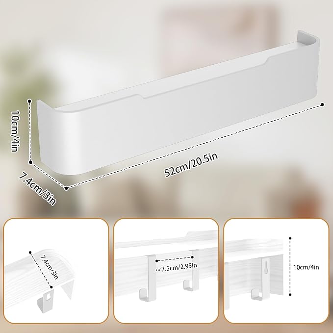 Wall Mounted Coat Rack with Shelf, Wooden Entryway Organizer with Hidden Metal Hooks for Hanging Coats Bags Keys, Modern Floating Shelf for Hallway Bathroom - Image 2