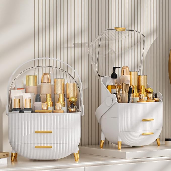 NestOrganix Makeup Organizer Skincare Organizers - Cosmetic Display Cases with Transparent Cover, SkinCare Organizers for Bathroom Countertop, Bedroom Vanity Desk, Lipstick Organizer, White Upgarde - Image 6