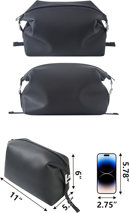 6"x 11" 6L Large Silicone Toiletry Bag,Waterproof Leakproof Foldable Travel Organizer,Dopp Kit Alternative for Men & Women,Black - Image 4