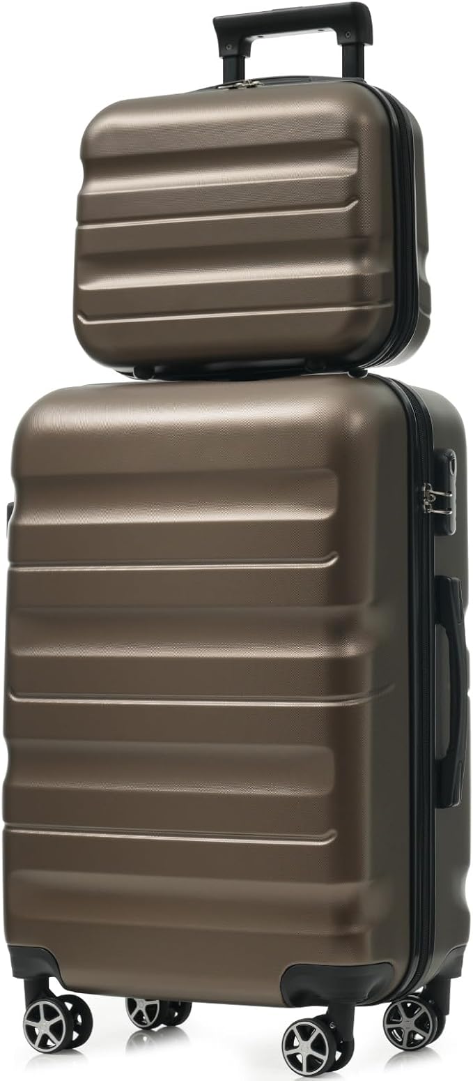 Brown 6 Piece Luggage Set Hard Shell - Traveling Suitcases with Spinner Wheels and Small Cases for Family Travel, Durable Carry On Luggage Sets with Lock for Women and Men - Image 6