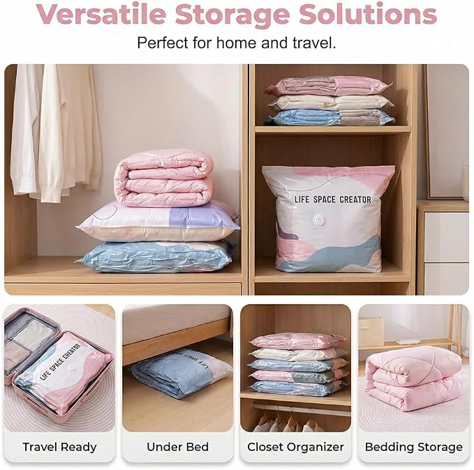 2026 Upgrade No‑pump Vacuum Storage Bags, Premium Extra Large Capacity Storage Compression Bags, Reusable Heavy Duty Storage Organize for Clothes Comforters Blankets Travel & Home (Large * 5 Sets) - Image 6