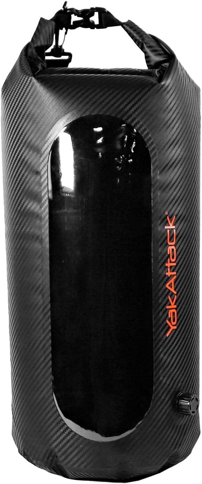 YakAttack 20L Roll-Top Drybag with Air Valve - Black Carbon | Waterproof Marine Dry Bag for Kayaking, Boating, Backpacking & Paddleboarding | Heavy Duty Roll Top Compression Drybag for Gear Storage by YakAttack