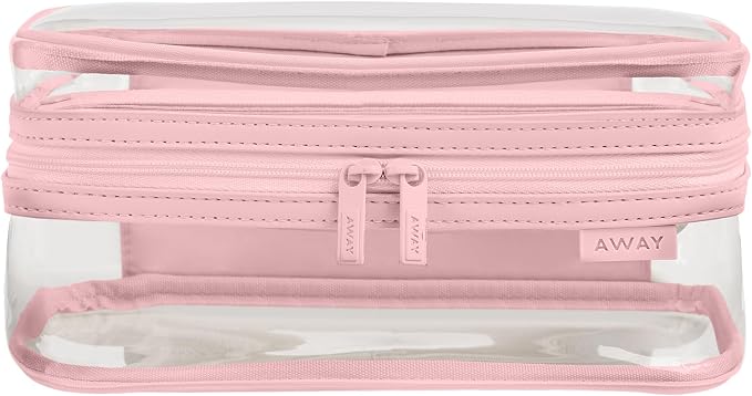 Away Clear Toiletry Bag - Water-Repellent Travel Toiletry Bag with 2 Compartments, U-Zip Opening, Interior Zip Pocket - Blush Pink by Unknown