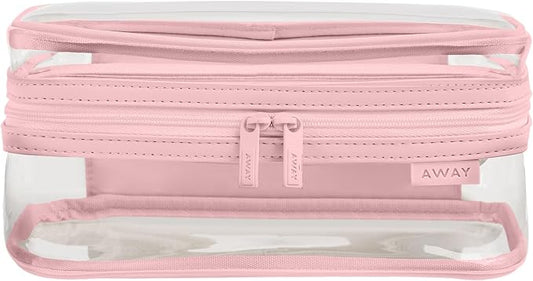 Away Clear Toiletry Bag - Water-Repellent Travel Toiletry Bag with 2 Compartments, U-Zip Opening, Interior Zip Pocket - Blush Pink by Unknown