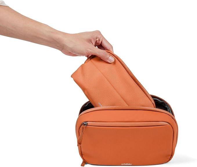 Orbitkey 2-in-1 Tech Accessory Pouch with Detachable Slim Sleeve – Travel Electronics Organizer for Cables, Chargers, Earbuds, Power Bank – Compact Gadget Bag & Portable Tech Storage Case (Terracotta) - Image 8