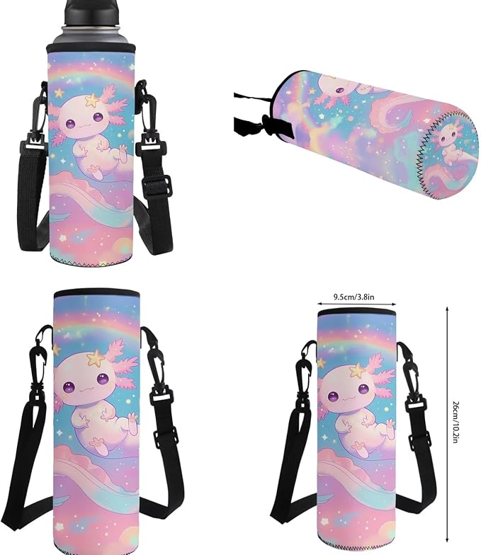 Cute Axolotl Rainbow Backpack for School Girls 1st Grade Rainbow Bookbag with Lunch Box Set Neon Book Bags and Lunchbox Pencil Case Water Bottle Holder Elementary Back Pack for Kids 6-8/5-7 - Image 7
