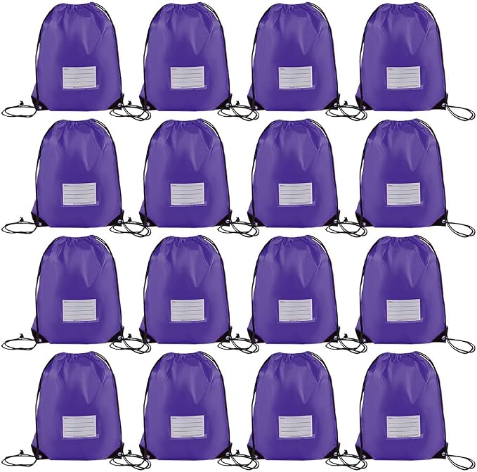 16 Pack Drawstring Bags,Bulk Draw String Backpack, DIY Gym Sports Cinch Bag Sackpack for Women Men, Purple by CODOBON