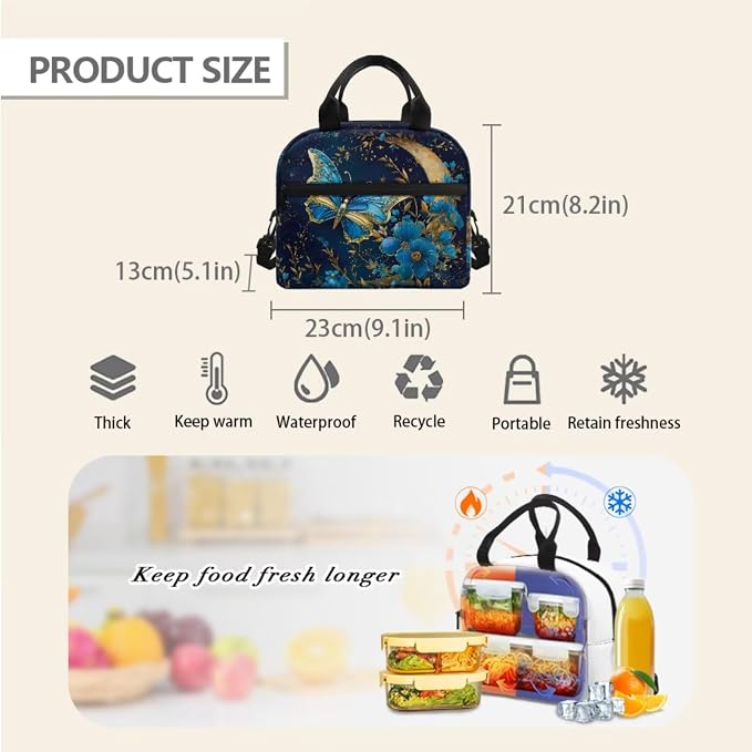 Custom Butterfly Backpack for Girls Personalized 3Pcs Kids School Bag Set Floral Bookbag with Lunch Bag and Pencil Box Daypack Elementary Students Knapsack for Teens Girls - Image 5