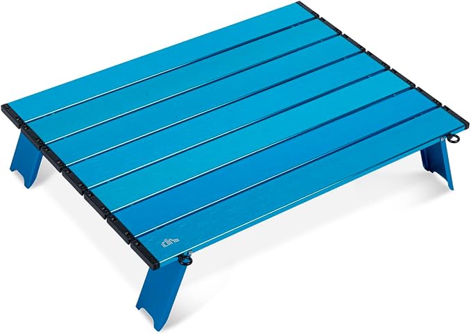 iClimb Ultralight Compact Mini Beach Picnic Folding Alu. Table with Carry Bag, Two Size (Blue - L) by iClimb