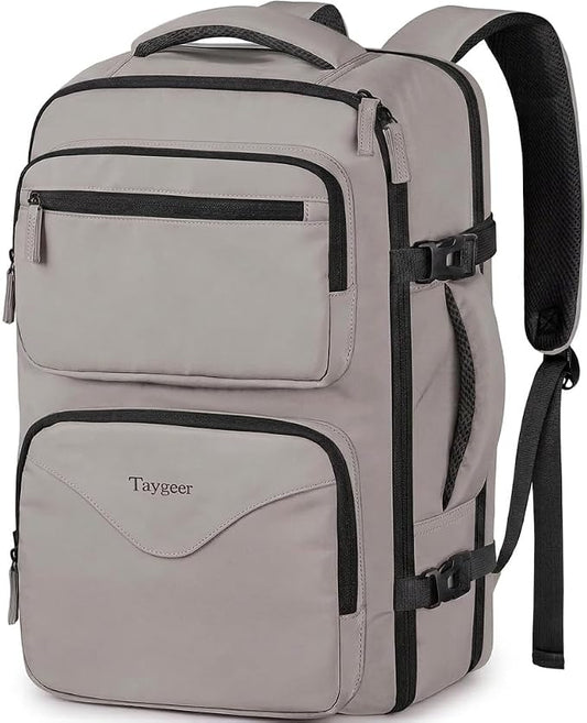 Taygeer Travel Backpack with Shoe Pouch, TSA Approved Personal Item Bag | Carry on Backpack with Water Bottle Pocket, Casual Daypack Fits 15.6'' Laptop, Travel Gifts for Gym Business Work, Brown by Taygeer