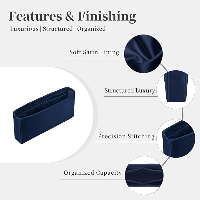 Purse Organizer Insert, Silky-Soft Lightweight Design, Multi-Pocket, Keeps Bag Organized & Protects Interior, Fits Chanel Classic Flap Mini, Ideal for Travel & Daily Use(Blue Nuit, CF Mini 20) - Image 6