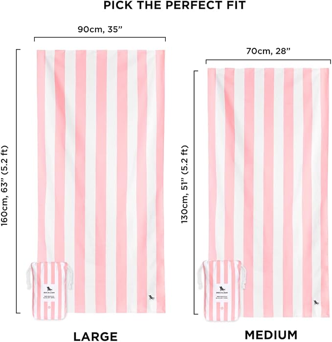 Dock & Bay Quick Drying Towel - for Sports & Gym - Compact, Lightweight - 100% Recycled - Includes Bag - Cabana - Malibu Pink, Medium (130x70cm, 51x27) - Image 3