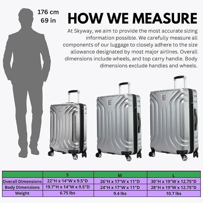 Skyway Nimbus 4.0 Expandable, Durable Hardside, 4 Wheel Spinner, Lightweight Suitcase, Unisex, Stylish, Shiny Silver, Checked-Large 28-Inch - Image 7