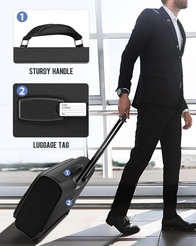 MATEIN Rolling Garment Bag with 2 Packing Cubes, Large Travel Garment Bags | Check-in Luggage, 17.3 Inch Laptop Compartment, Wrinkle Free, Wheeled Business Softside Suitcase, For Men and Women, Black - Image 8