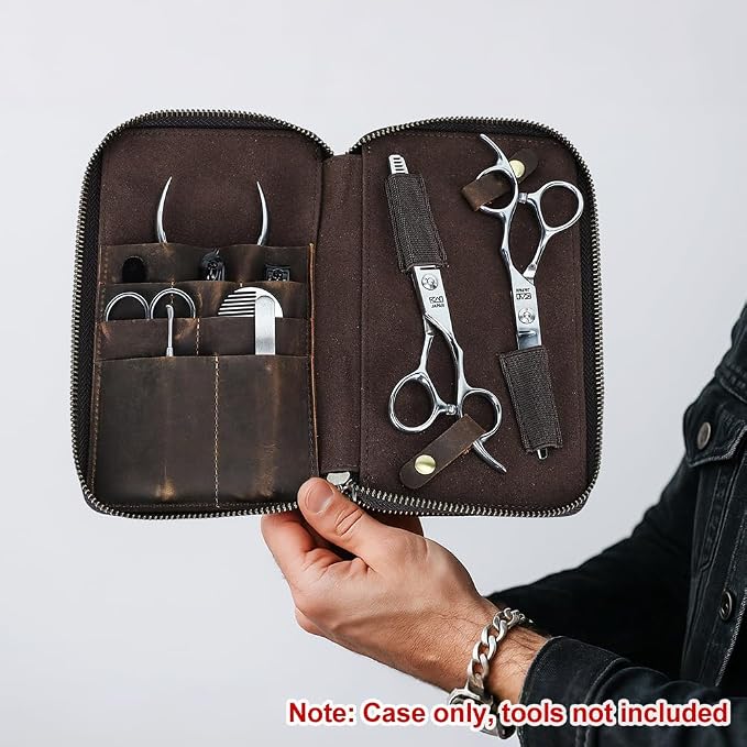 CONTACTS Full Grain Leather Manicure Set Case for Men Hairdressing and Nail Clipper Tool Organizer Travel Grooming Kit Pouch Empty Pouch by Handmade (Case Only) - Image 2