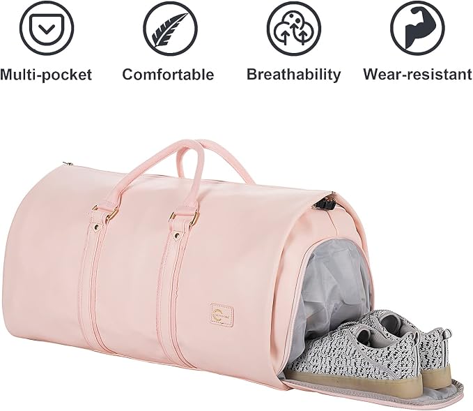 seyfocnia Convertible Carry on Garment Bag for Women, Garment Bags for Travel with Shoe Pouch 2 in 1 Hanging Suitcase Suit Bag for Women Travel Duffle Bag Garment Bag - Image 6