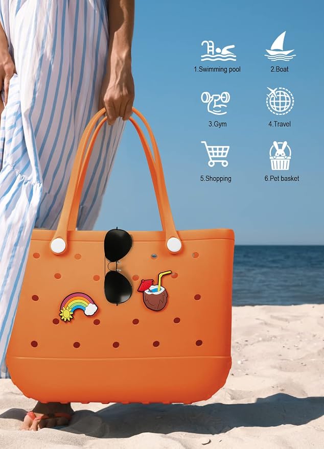 Baonat Beach Bag Rubber Tote Bag - Waterproof Travel Bag for Women Washable Tote Bag Handbag for Sports Beach Market Pool - Image 7