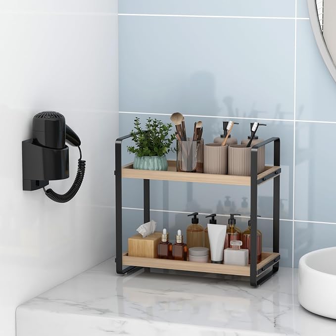 HNRLOY Bathroom Counter Organizer,Bathroom Countertop Organizer,Counter Shelf,Countertop Storage,Organization and Storage,Makeup Shelf,Sink Caddy(Burlywood 2 Tier) - Image 6