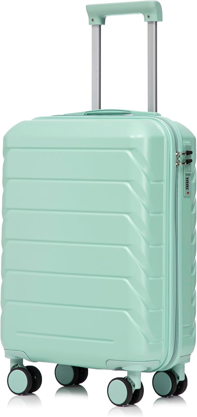 20 Inch ABS Hard Shell Travel Checked Luggage With Combination Lock, Blue by Merax