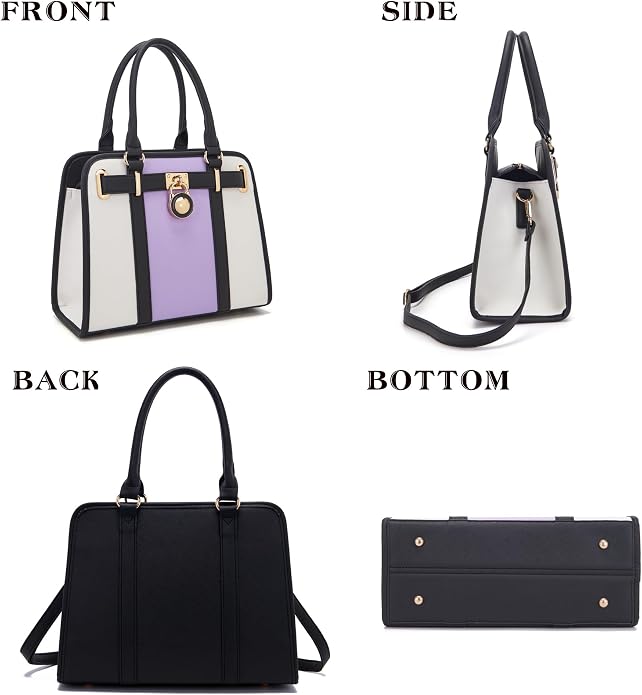 Qiyuer Structured Satchel Tote Handbags Set Women Purses with RFID Wallet | Premium, Sturdy, Spacious, Chic for Daily & Work, Vegan PU Leather, Multi-way Carry, Large Capacity RFID Wallet, Ideal Gift - Image 2