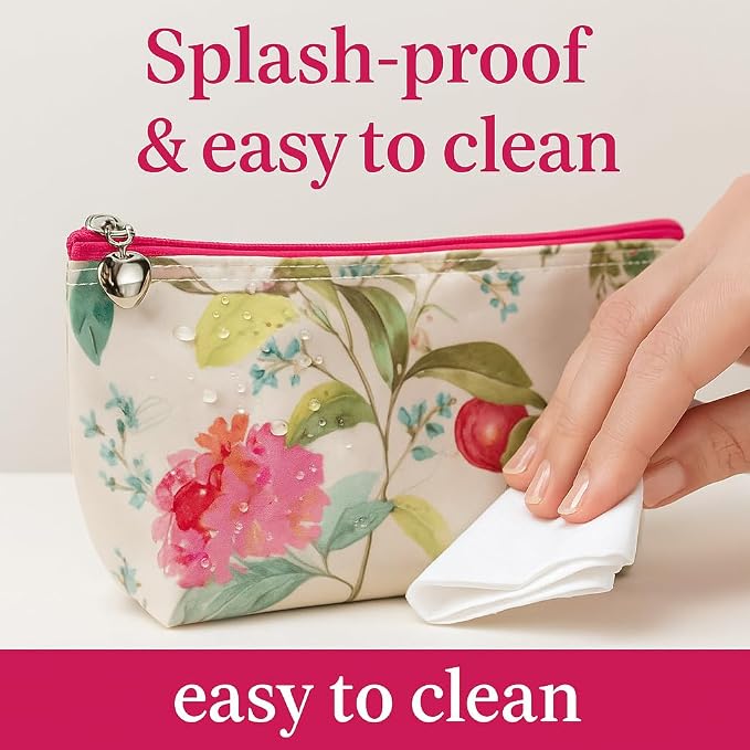 Jacaranda Living Large Cosmetic Bag – Water-Resistant Makeup Bag with PVC-Lined Interior, Easy to Clean Travel Toiletry Bag, Pebble Polka Dot - Image 11