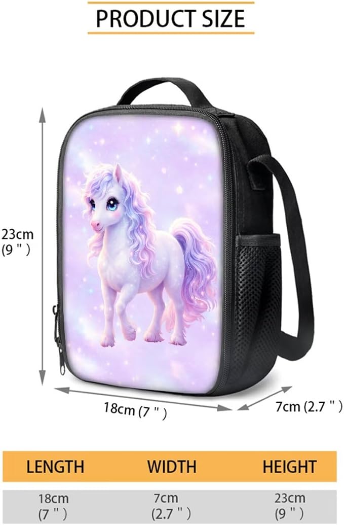 Forchrinse Horse Backpack and Lunch Box for Girls 8-10 3 PCS Bookbag with Lunch Bag Pencil Case Elementary School Back Pack Kids Primary Book Bags - Image 4