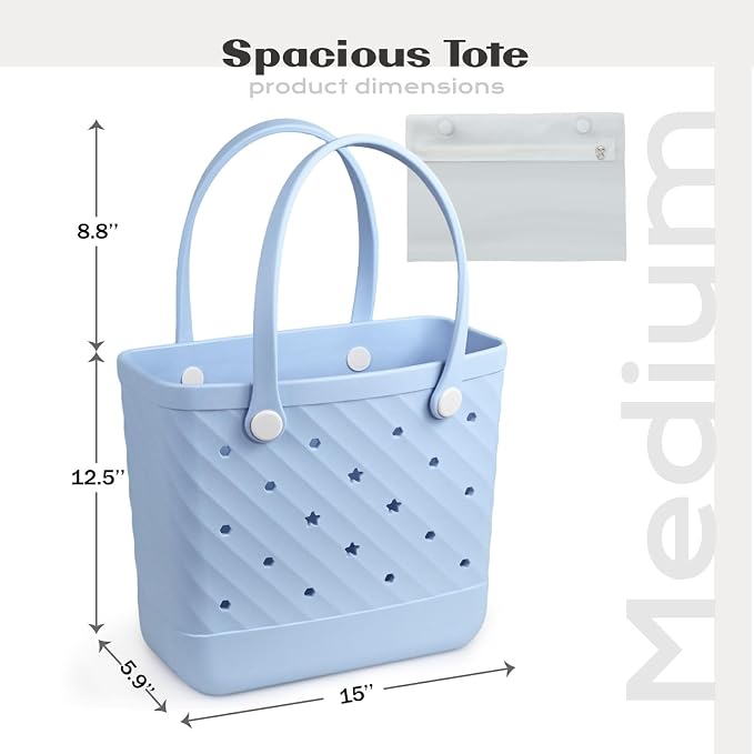 Rubber Tote Bag Extra Large & Medium, Waterproof Beach Bag for Women Men, Pool Travel Swim Silicone Tote - Image 3