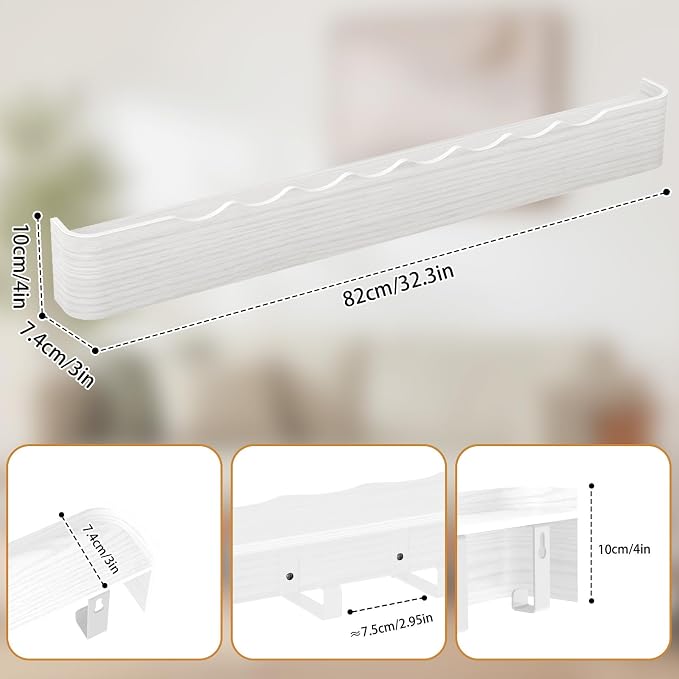 Wall Mounted Coat Rack with Shelf, Wooden Entryway Organizer with Hidden Metal Hooks for Hanging Coats Bags Keys, Modern Floating Shelf for Hallway Bathroom - Image 2