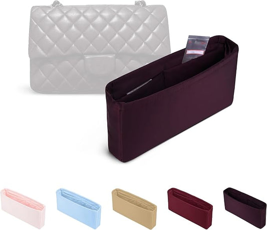 Purse Organizer Insert, Silky-Soft Lightweight Design, Multi-Pocket, Keeps Bag Organized & Protects Interior, Fits Chanel Classic Flap Maxi, Ideal for Travel & Daily Use(Cassis, CF Maxi) by KINGSINBAG