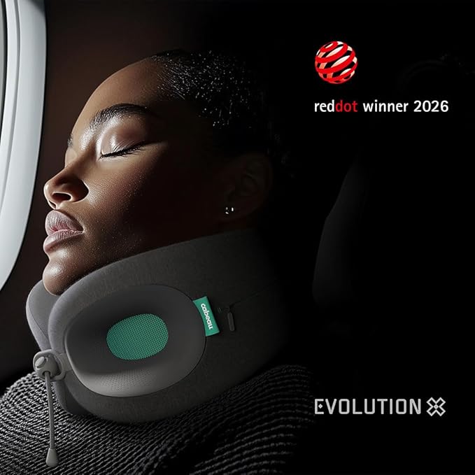 Cabeau Evolution X Deluxe - Best Travel Neck Pillow with Travel Bag (Light Gray/Purple) - Image 5