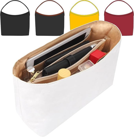 Tote Bag Organizer Insert Compatible with Geya Hobo Handbag, Dupont Paper Inner Purse Organizer Insert, Makeup Liner Bag Shaper (White) by CRAZYSMITH