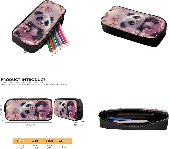Cherry Blossom Panda Backpack for Girls Kids Backpack with Lunch Box Water Bottle Carrier and Aesthetic Pencil Case 4PCS Set Bookbag with Front Pocket for School 17 inch Large Cute School Bag - Image 5