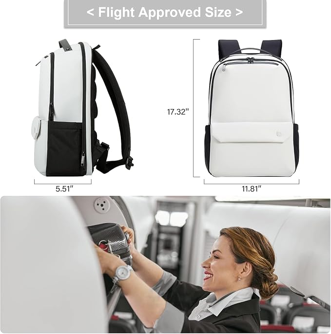 Hanke Carry on Backpack Toiletry Travel Laptop Backpack for Men & Women, Durable Rucksack Weekender Bag Daypack(Salt White) - Image 8