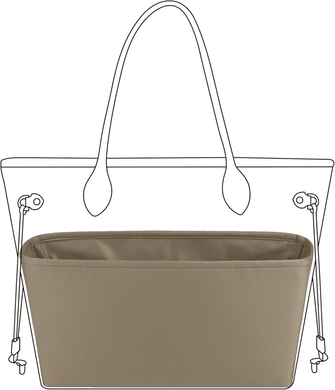 DGAZ Purse Organizer Insert Fits Neverfull-Mini/PM/MM/GM Bags，Silk Bag Organizer，Luxury Handbag & Tote Shaper（GM, Gris tourterelle） by DGAZ