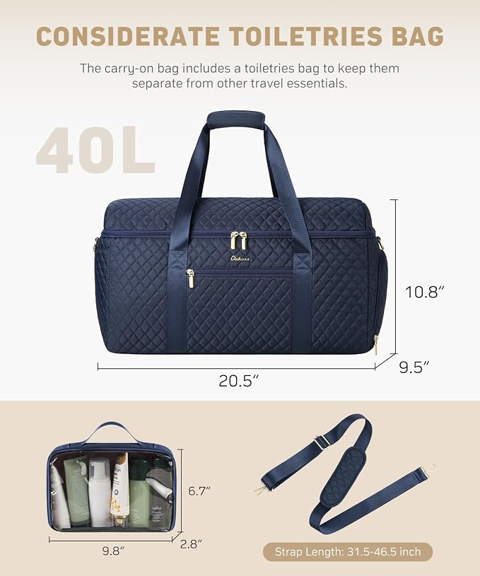Weekender Bags for Women, Wide Open Large Travel Duffle Bag with Shoe Compartment, Overnight Carry on Bag Personal Item Travel Bag with Wet Pocket (Blue) - Image 4
