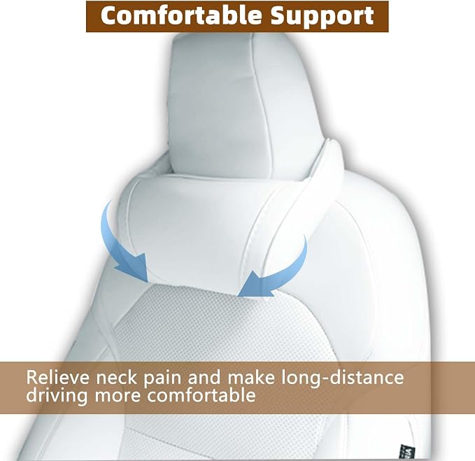 TOPABYTE Memory Foam Car Neck Pillow Seat Headrest for Tesla White, 1 Pack | Travel Head rest Pillow Cushion for Model 3 Model Y Model S Model X Cybertruck Accessories Ergonomic Design Comfortable - Image 5