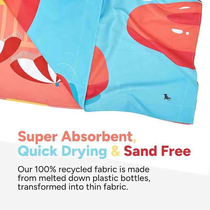 Dock & Bay Beach Towel - Quick Dry, Sand Free - Compact, Lightweight - 100% Recycled - Includes Bag - Pool Party Vibes - Large (160x90cm, 63x35) - Image 3