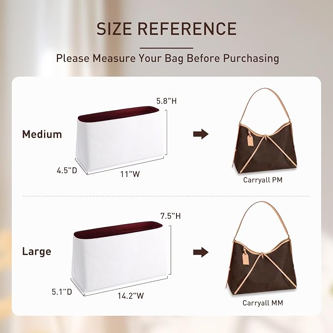 Dupontpaper Carryall PM Tote Bag Organizer Insert, Lightweight Portable Purse Organizer Insert Compatible with Lv Carryall, Purse Inner for Luxury Handbag & Tote Shaper(PM, White-red) - Image 2