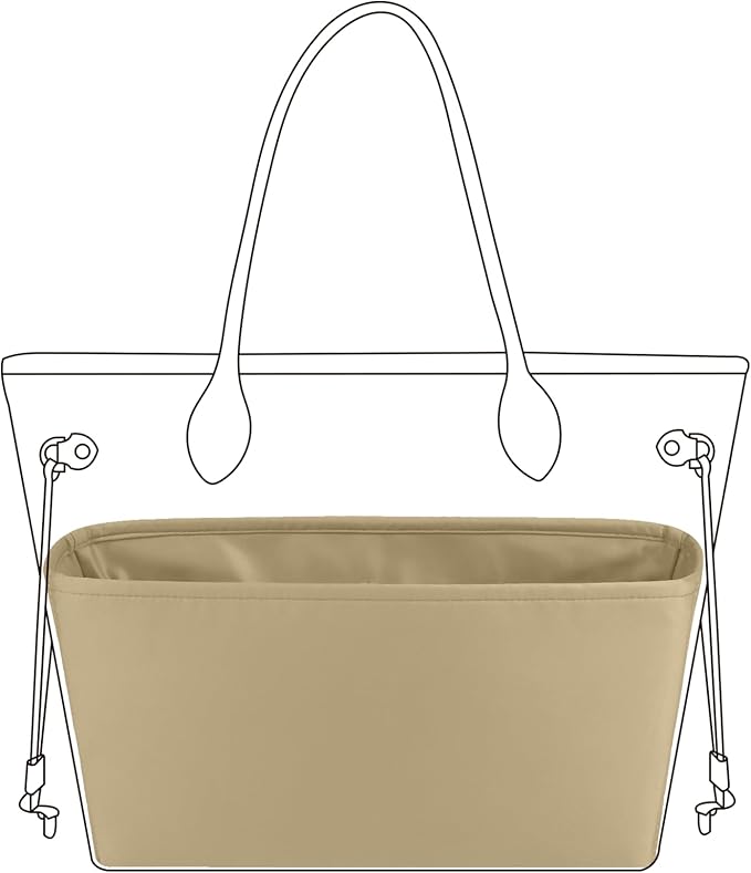 DGAZ Purse Organizer Insert Fits Neverfull-Mini/PM/MM/GM Bags，Silk Bag Organizer，Luxury Handbag & Tote Shaper（PM, S2 trench） by DGAZ