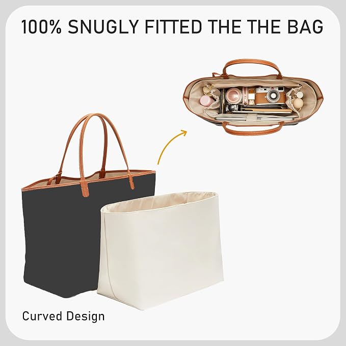 Nylon Tote Bag Organizer Insert, Purse Organizer Insert for Saint Louis PM Bags, Tote Insert for Goyard ST, Waterproof Inner Shaper with 14in Laptop Sleeve, Elastic Cup Holder & YKK Zipper - Image 6