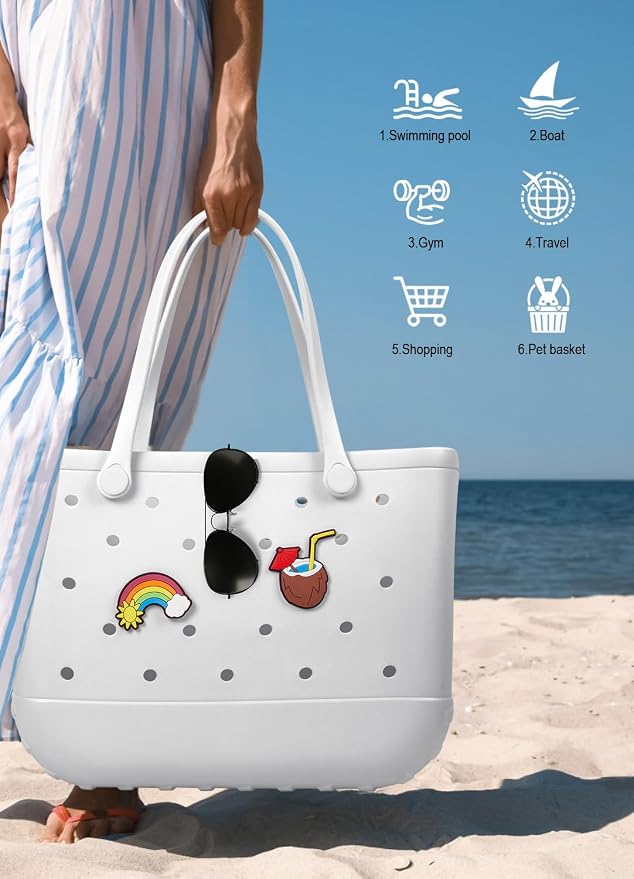 Baonat Beach Bag Rubber Tote Bag - Waterproof Travel Bag for Women Washable Tote Bag Handbag for Sports Beach Market Pool - Image 5