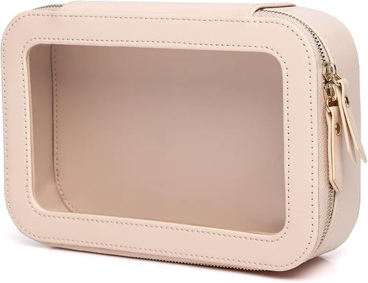 Pinkmik Clear Makeup Bag Transparent Travel Case for Cosmetics and Toiletries Women's Clear Car Bag with Zipper (Pink, Small) by Pinkmik