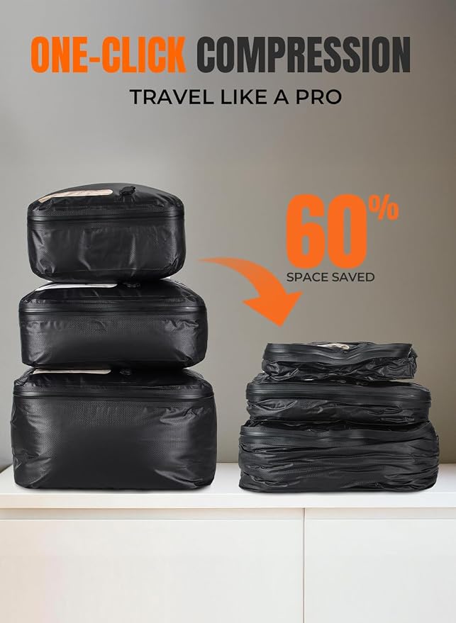 Vacuum Bags for Travel, 180° Open Zipper, IP67 Waterproof, Reusable Space Saver Compression Bags for Backpack, Suitcase(1 Pack, No Pump) - Image 2