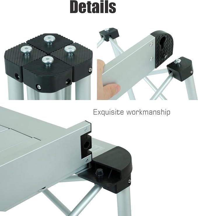 iClimb Lightweight Stable Alu. Folding Square Table Roll Up Top with Carry Bag for Camping Picnic Backyards BBQ Camp Kitchen (Nature, M) - Image 7