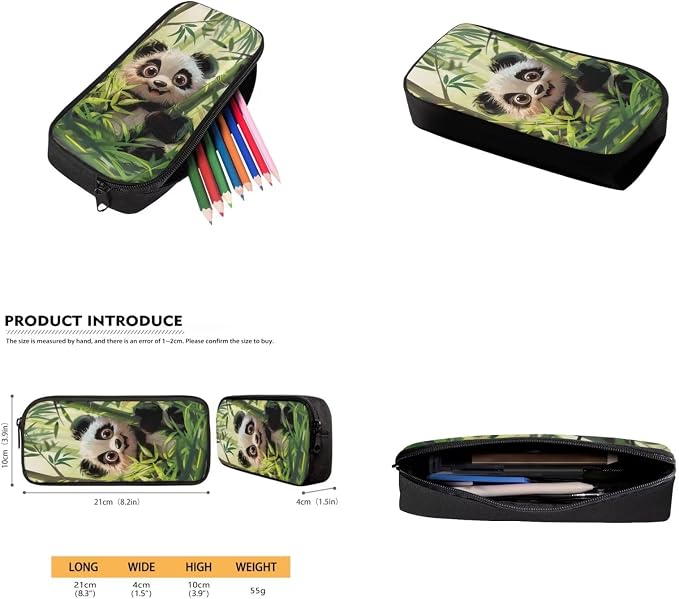 Panda Backpack for Girls Boys Backpack with Lunch Box Water Bottle Pouch and Kawaii Pencil Case 4PCS Set Cute Bookbag with Front Pocket for School 17 inch Large Sturdy School Bag for Kids - Image 5