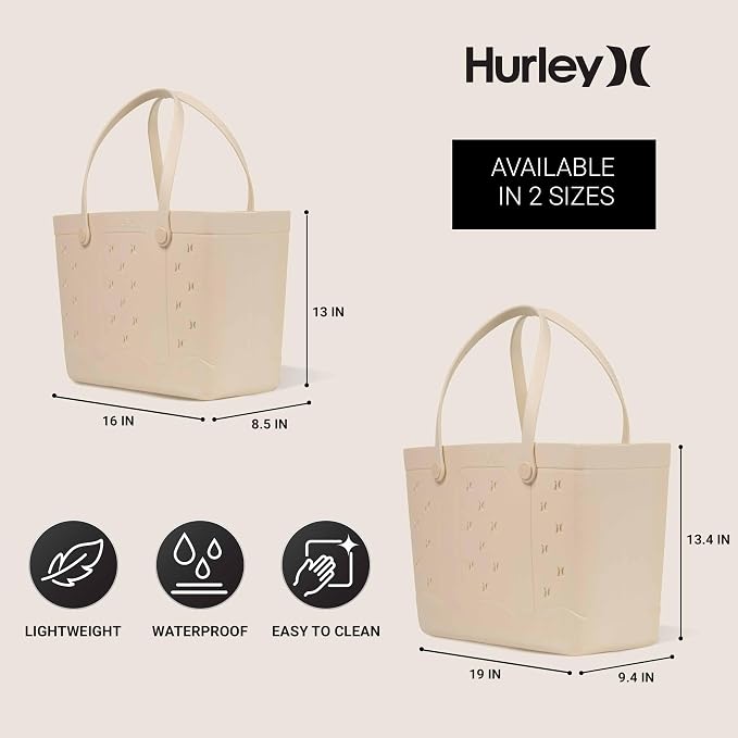 Hurley Rubber Tote Bag - Beach Bags Waterproof Sandproof, Easy-Clean Freestanding EVA Plastic, Hose-Clean, Sizes 16"-19" - Image 6