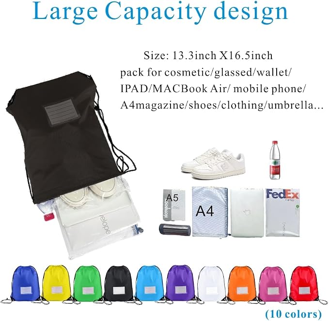 Drawstring Backpack Bulk 50 Packs Draw String Bags for Gym Sports Trip Pedestrianism Cinch Sack DIY for Women Men (black) - Image 4