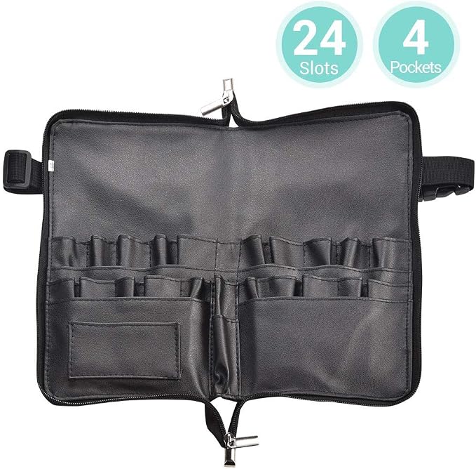 BYOOTIQUE Multi Makeup Brush Holder Waist Zipper Bag with Belt Strap MUA | Waterproof,Travel Cosmetic Multi Pockets Bag,Portable Waist Pouch,Hair Salon Scissor Storage,Hairstylist - Image 4